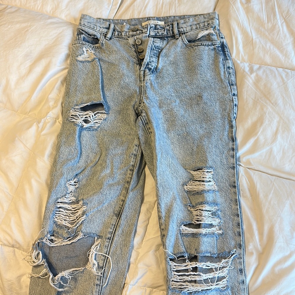 Pacsun high rise straight denim light distressed wash- size 25